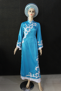 晴焱民族服装量身定做少数民族民族京族舞蹈服装特色渔家蓝色女装