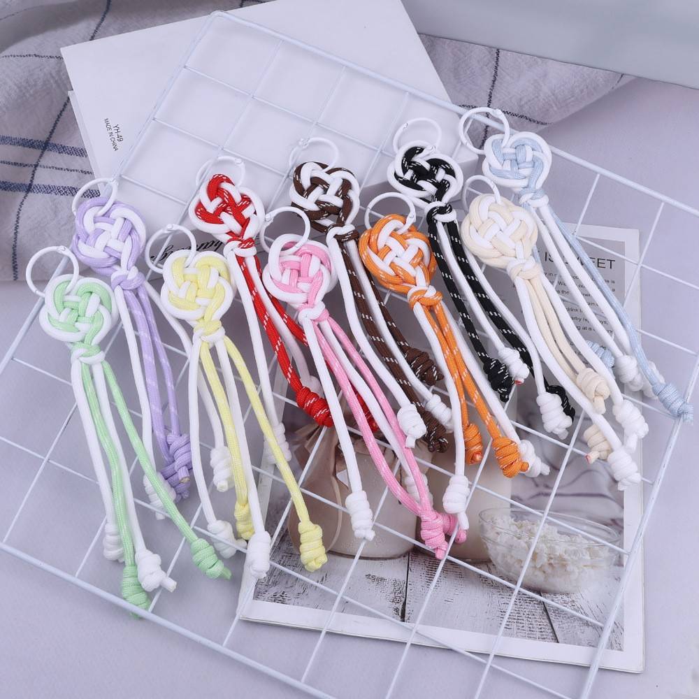 手工编织彩色绳结钥匙扣潮流创意流苏挂饰汽车包包挂件多色可选