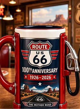 跨境U.S.Route66百年纪念马克杯 美国66号公路工艺礼品收藏咖啡杯