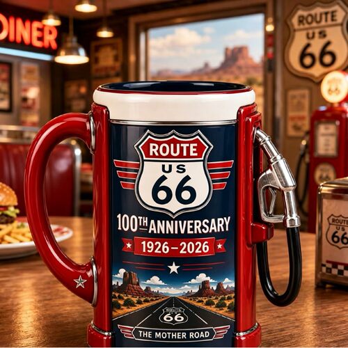跨境U.S.Route66百年纪念马克杯 美国66号公路工艺礼品收藏咖啡杯