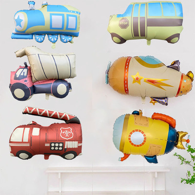 新款哑光卡通汽车飞机潜水艇铝膜气球孩儿童生日派对布置气球