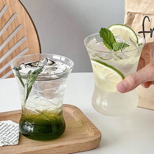 小众ins风玻璃饮品杯冰美式咖啡杯牛奶杯果汁冷饮料果茶杯水杯子