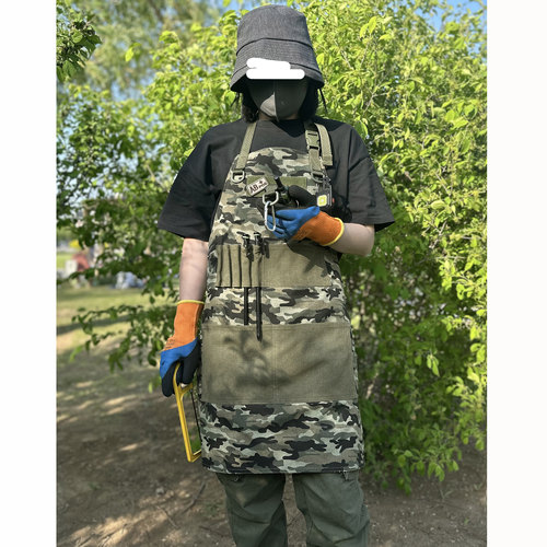 美式迷彩围裙机械维修耐磨户外露营耐脏野炊男女工作服定制logo