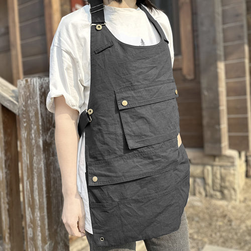 美式工装围裙定制logo画画工作服
