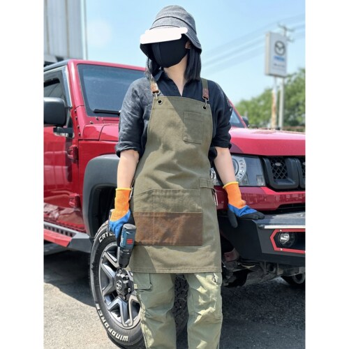 厚帆布围裙定制logo耐磨防污