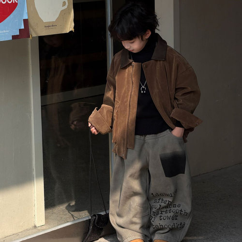 男女童复古翻领加厚棉服外套
