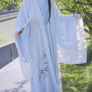 九天汉韵原创设计正版汉服百搭白色刺绣男女款春夏款散客大袖精品