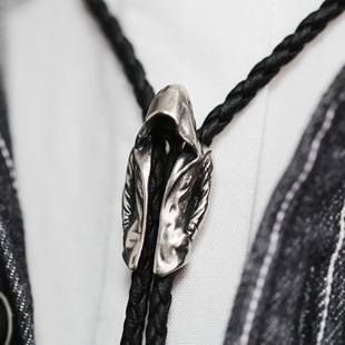 简约潮酷波洛领带男黑色BOLO 领绳 TIE西部牛仔领结做旧欧美个性