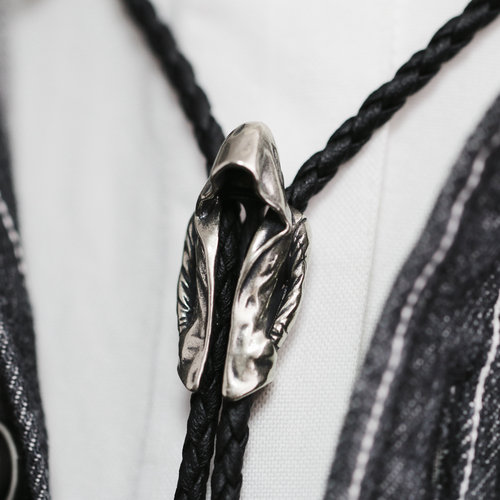 简约潮酷波洛领带男黑色BOLO TIE西部牛仔领结做旧欧美个性领绳