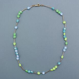 RA蓝绿雏菊红金色管珠短款项链混搭百搭女士时尚