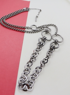 KC欧美复古黑色链条项链时尚百搭个性项链高级感轻奢独特vintage