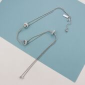 IC欧美时尚 银色可调项链轻奢小众设计感高级感镶钻气质