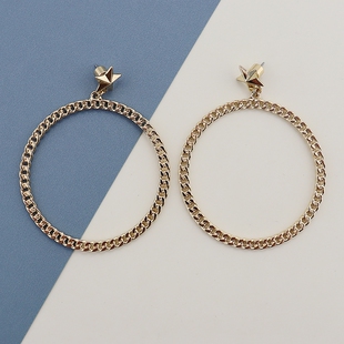 BC三色五星大圈时尚简约百搭金色耳环