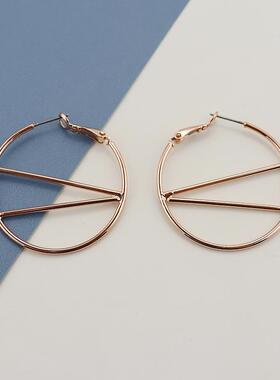 BC欧美风时尚简约百搭玫瑰金色耳环