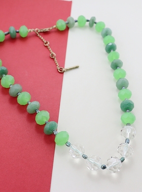 KC欧美复古做旧绿色石头项链时尚百搭个性高级感轻奢独特vintage