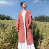 7折出清 2025年早春新款 文艺毛线针织开衫 长款 软糯毛衣外套女