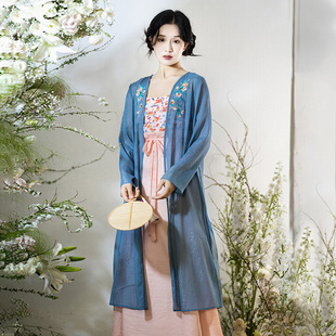 吊带打底三涧裙套装 特惠 女春秋季 长袖 挽卿歌 复古国风刺绣开衫