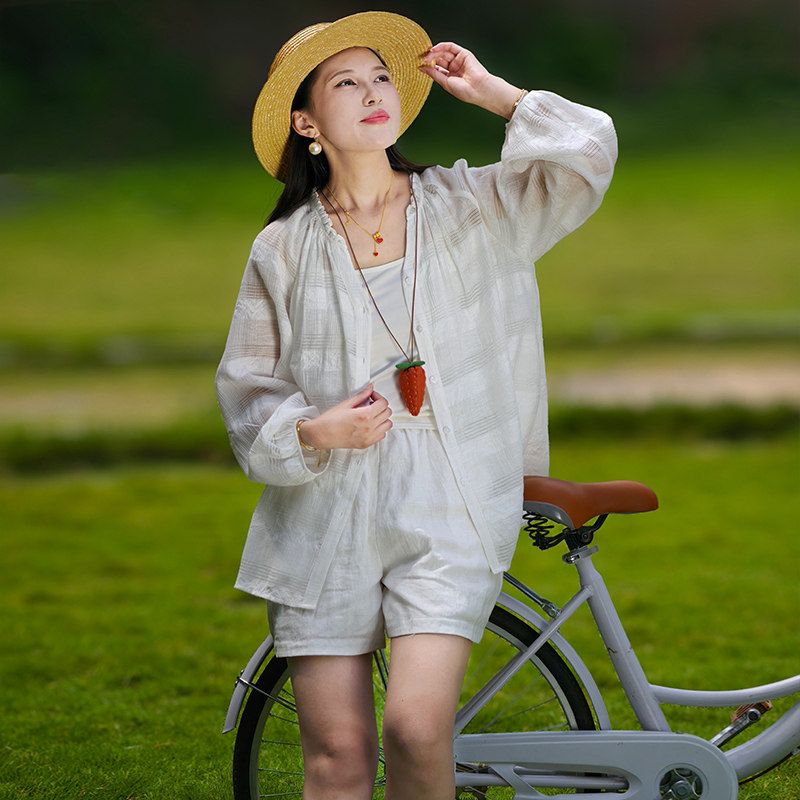 文艺白色纯棉衬衫女夏宽松上衣