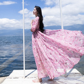 棉麻记雪纺连衣裙女夏新款 199专区 碎花裙沙滩裙长裙仙海边