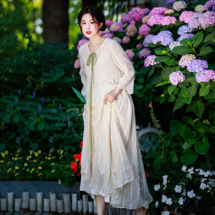 新款 雪纺刺绣连衣裙女2023夏季 区 气质宽松长裙拼接裙子 158元