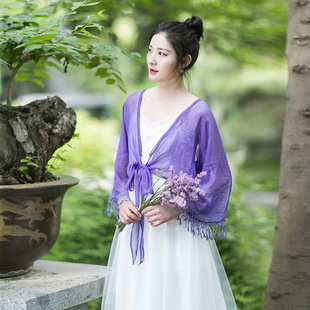 5折 衬衫 2025夏新品 连袖 古风系带雪纺上衣女装 文艺复古短款