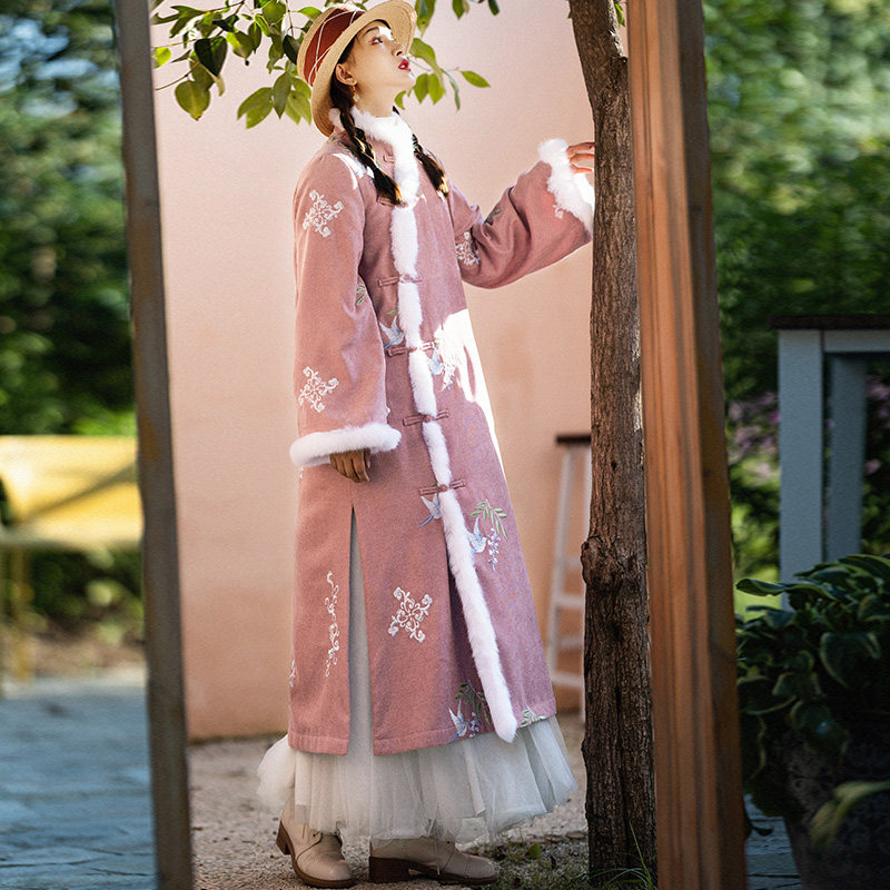 7折【风花雪月】国风刺绣棉衣外套女冬加绒加厚新款立领保暖大衣