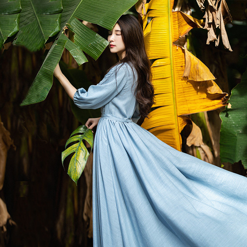 改良风汉服春季新款海边连衣裙