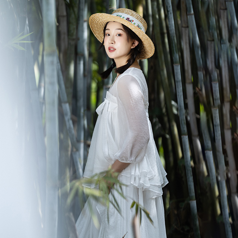 白色仙气雪纺衫设计感女夏小衫