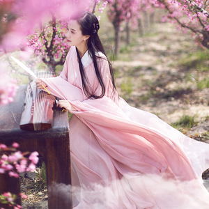 现货【陌上桃花开】汉服女中国风改良春新款古风连衣裙广袖流仙裙