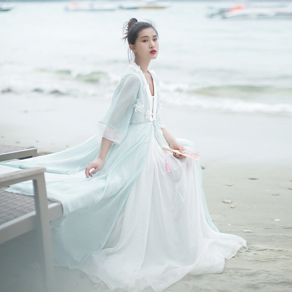 【现货】棉麻记复古改良汉服开衫长裙夏季手缝花朵风衣防晒衫女仙,女装/女士精品,衬衫,淘宝优惠券,粉丝福利购,淘宝优惠卷