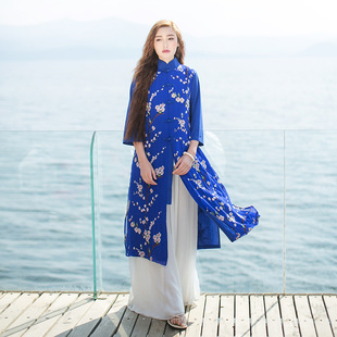 棉麻记春季 文艺绣花双层长衫 七分袖 防晒衫 区 上衣衬衫 女 158元