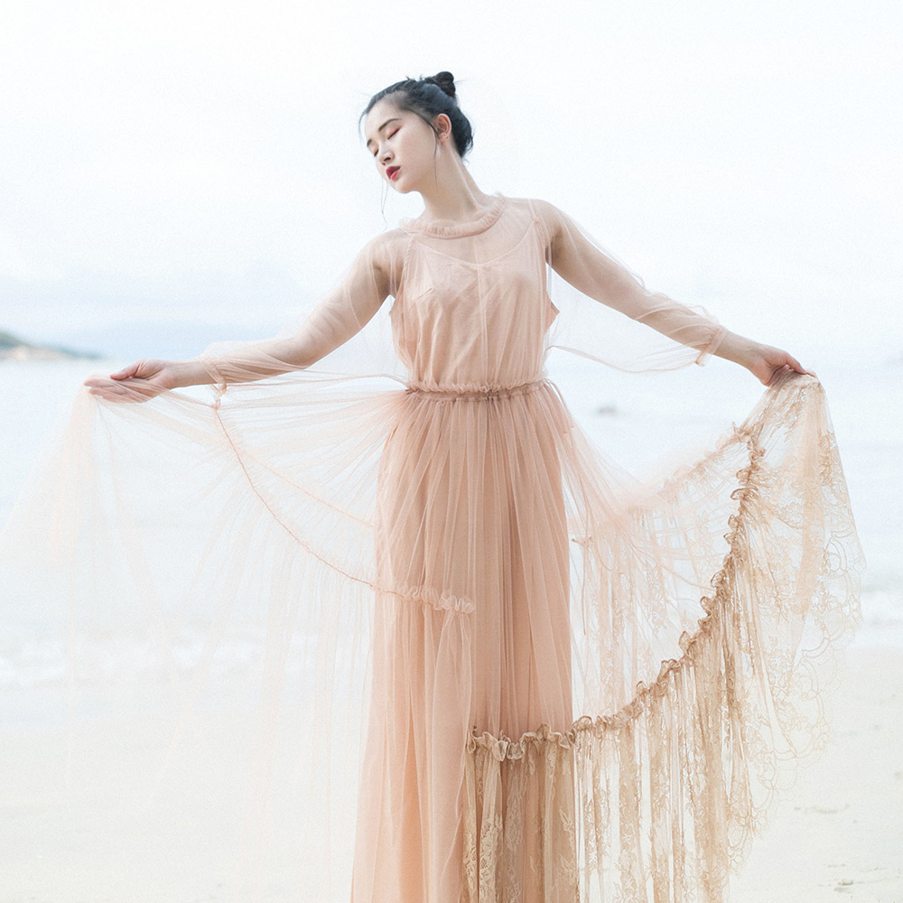 网纱蕾丝长裙宽松连衣裙女春夏季