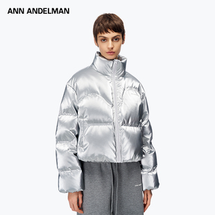 【MIYAVI同款】ANN ANDELMAN亮面短款面包服银色未来风羽绒服