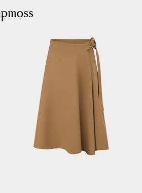 【deepmoss】2025秋冬新款女士高级不规则斜襟搭扣伞裙A字裙