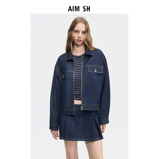 AIM 女士 经典 休闲口袋原色牛仔外套夹克 短款 新品