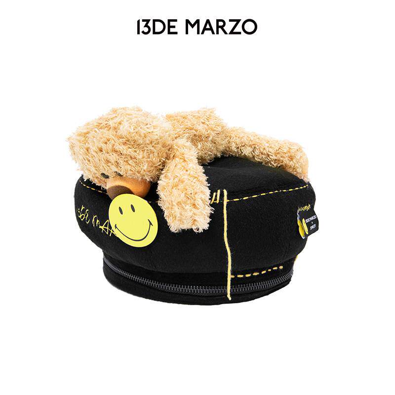 13DE MARZO男女同款 笑脸拉链缝线贝雷帽休闲百搭时尚帽子