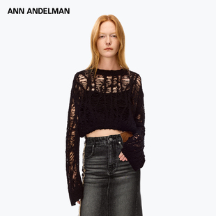 ANN ANDELMAN秋季新款真两件套网状上衣短吊带背心针织衫