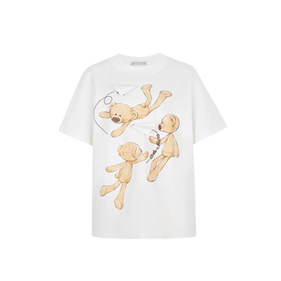 简约休闲百搭棉质宽松T恤 纸飞机小熊圆领短袖 13DE MARZO男女同款