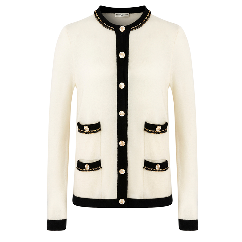 DIANAVEVINA撞色边针织开衫套装