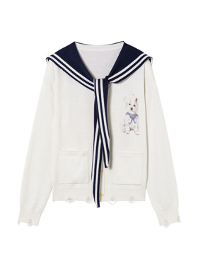 【绒耳朵儿 林妍柔 肖燕同款】SOFITTE 美丽诺羊毛海军领男女毛衫