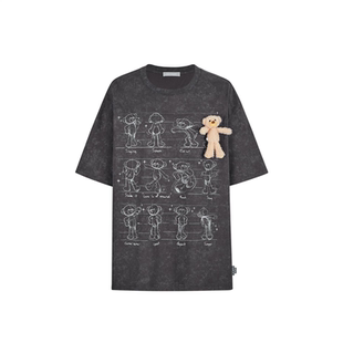 宽松棉质休闲百搭短袖 草稿熊插画圆领T恤时尚 MARZO男女同款 13DE