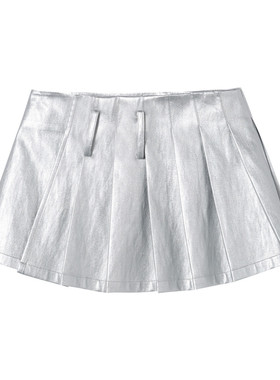 SOFITTE 25AW银色时尚潮流可调节设计短款百褶屁帘半身裙女