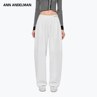 ANN ANDELMAN醋酸裤子垂坠感高级感休闲裤logo绣花弯刀香蕉裤子