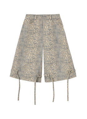 SOFITTE 25AW豹纹七分裤复古洗水宽松绑带设计感显瘦百搭男女同款