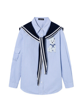 【周深 大张伟 段艺璇同款】SOFITTE 蓝色条纹衬衫海军领长袖厚款