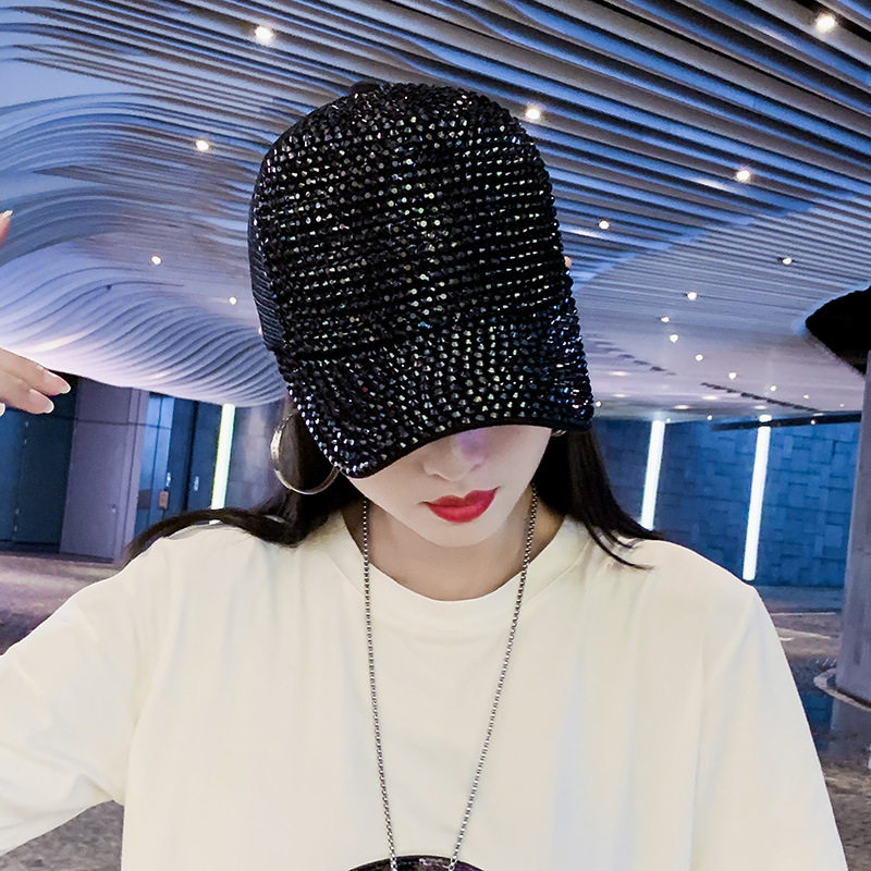 抖音网红棒球帽子女士春夏韩版水钻网帽时尚个性鸭舌帽遮阳帽帽子