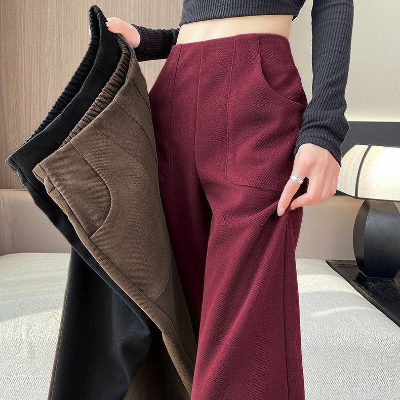 抗皱新款直筒裤毛呢加厚加绒垂感秋冬季2025安可拉红西装裤女休闲,女装/女士精品,西装裤/正装裤,淘宝优惠券,粉丝福利购,淘宝优惠卷