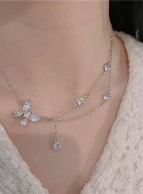 超仙新款甜美纯欲锆石蝴蝶项链女ins眼就沦陷小众高级感轻奢礼物