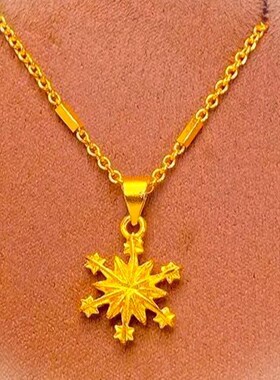 抖音爆款爆闪碎冰冰初雪雪花项链时尚百搭锁骨链吊坠金色雪花项链