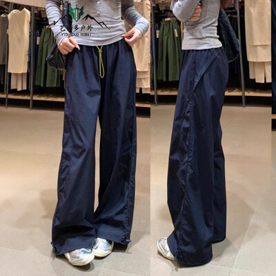 藏青速干工装裤女款夏季薄款显瘦小个子防晒运动裤户外爬山冲锋裤
